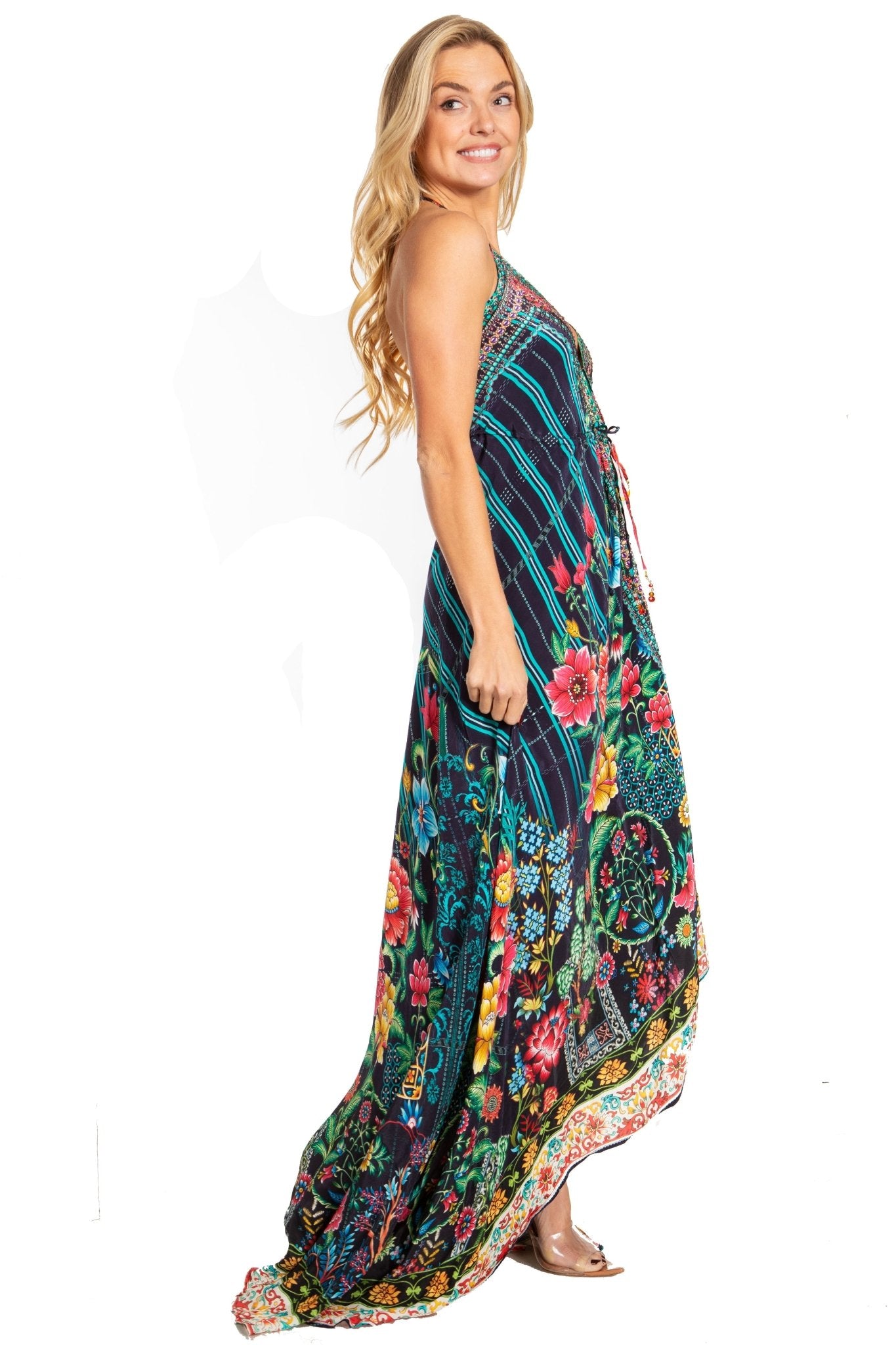 Sakkas Lizi 2025 Womens Maxi High-low Halter Handkerchief Long Dress Beach Party dresses La Vie Bien Sakkas Lizi 2025 Womens Maxi High-low Halter Handkerchief Long Dress Beach Party