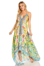 Sakkas Lizi 2025 Womens Maxi High-low Halter Handkerchief Long Dress Beach Party dresses La Vie Bien Sakkas Lizi 2025 Womens Maxi High-low Halter Handkerchief Long Dress Beach Party
