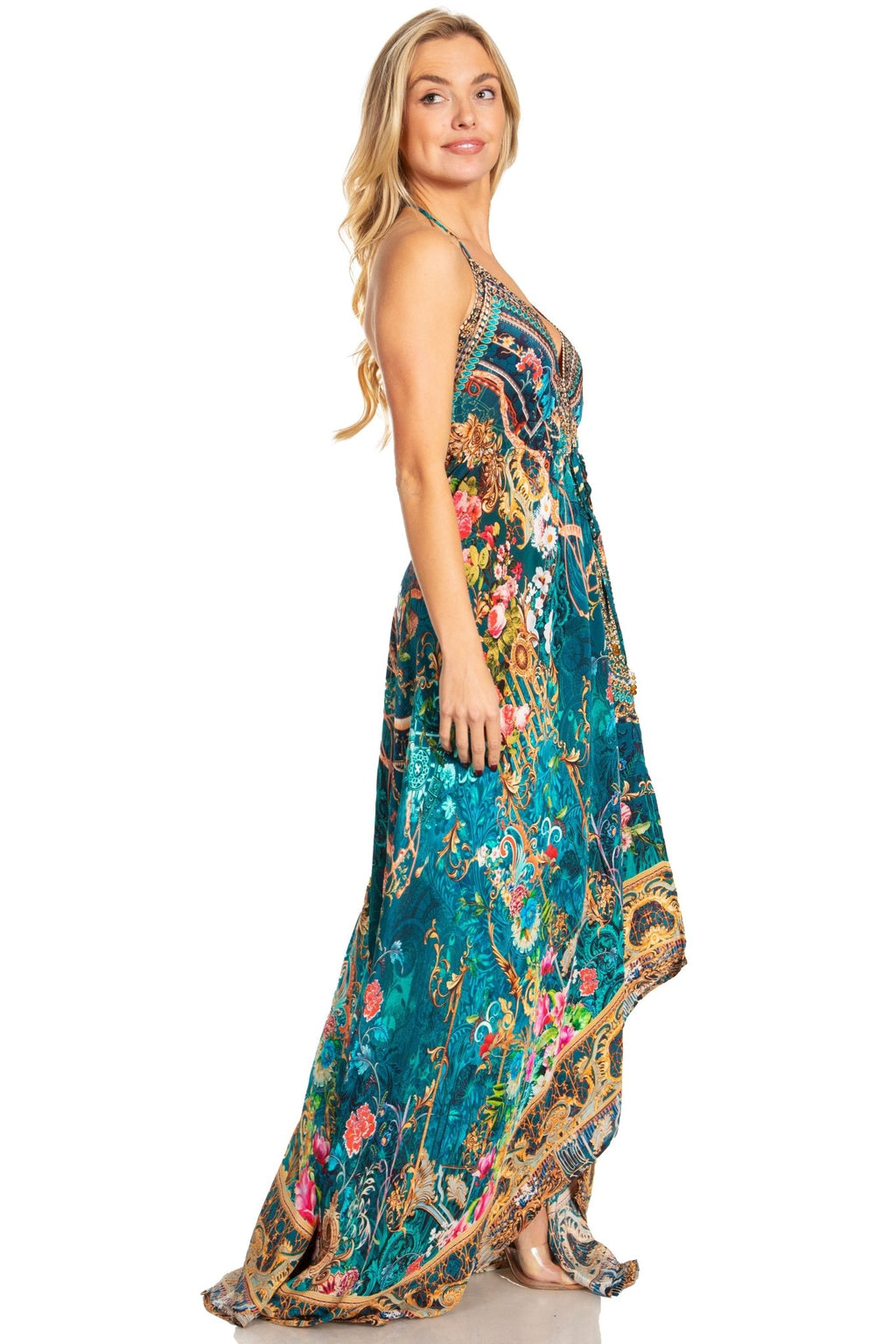 Sakkas Lizi 2025 Womens Maxi High-low Halter Handkerchief Long Dress Beach Party dresses La Vie Bien Sakkas Lizi 2025 Womens Maxi High-low Halter Handkerchief Long Dress Beach Party
