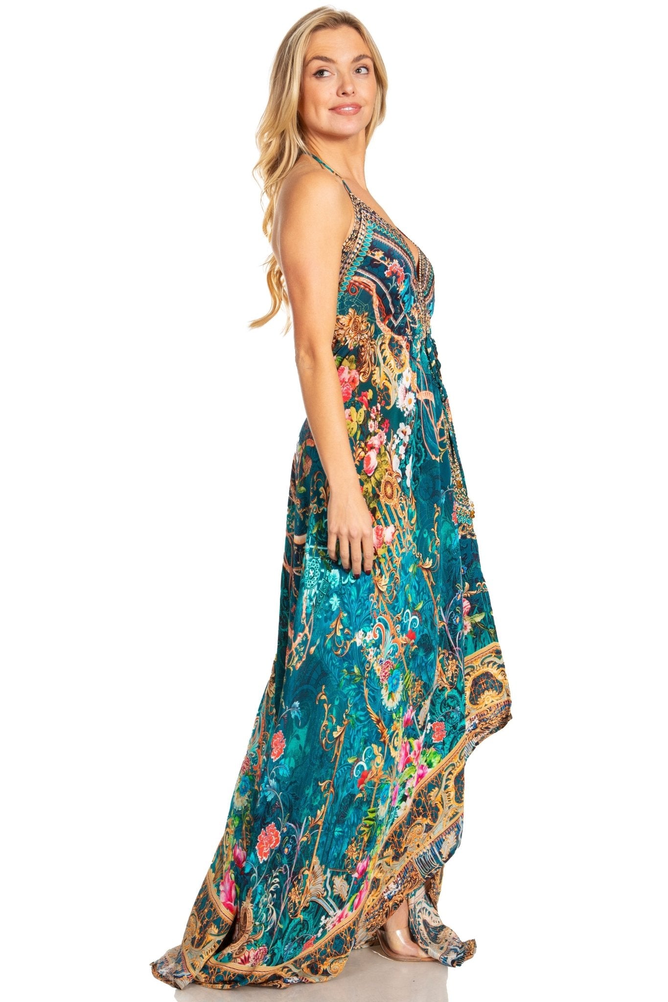 Sakkas Lizi 2025 Womens Maxi High-low Halter Handkerchief Long Dress Beach Party dresses La Vie Bien Sakkas Lizi 2025 Womens Maxi High-low Halter Handkerchief Long Dress Beach Party
