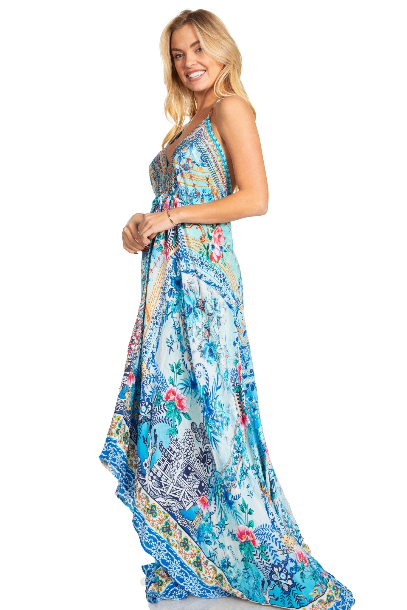Sakkas Lizi 2025 Womens Maxi High-low Halter Handkerchief Long Dress Beach Party dresses La Vie Bien Sakkas Lizi 2025 Womens Maxi High-low Halter Handkerchief Long Dress Beach Party