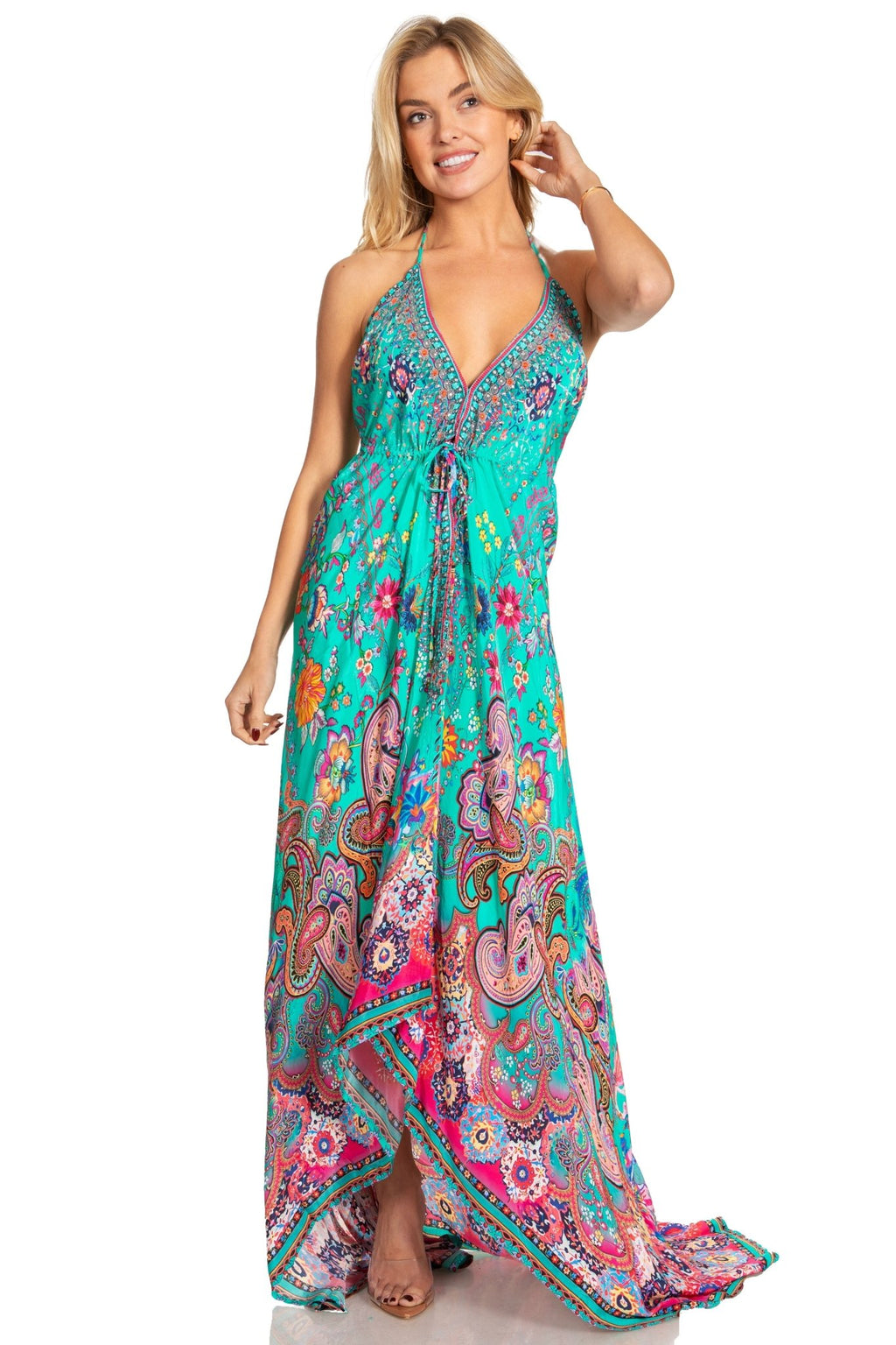 Sakkas Lizi 2025 Womens Maxi High-low Halter Handkerchief Long Dress Beach Party dresses La Vie Bien Sakkas Lizi 2025 Womens Maxi High-low Halter Handkerchief Long Dress Beach Party