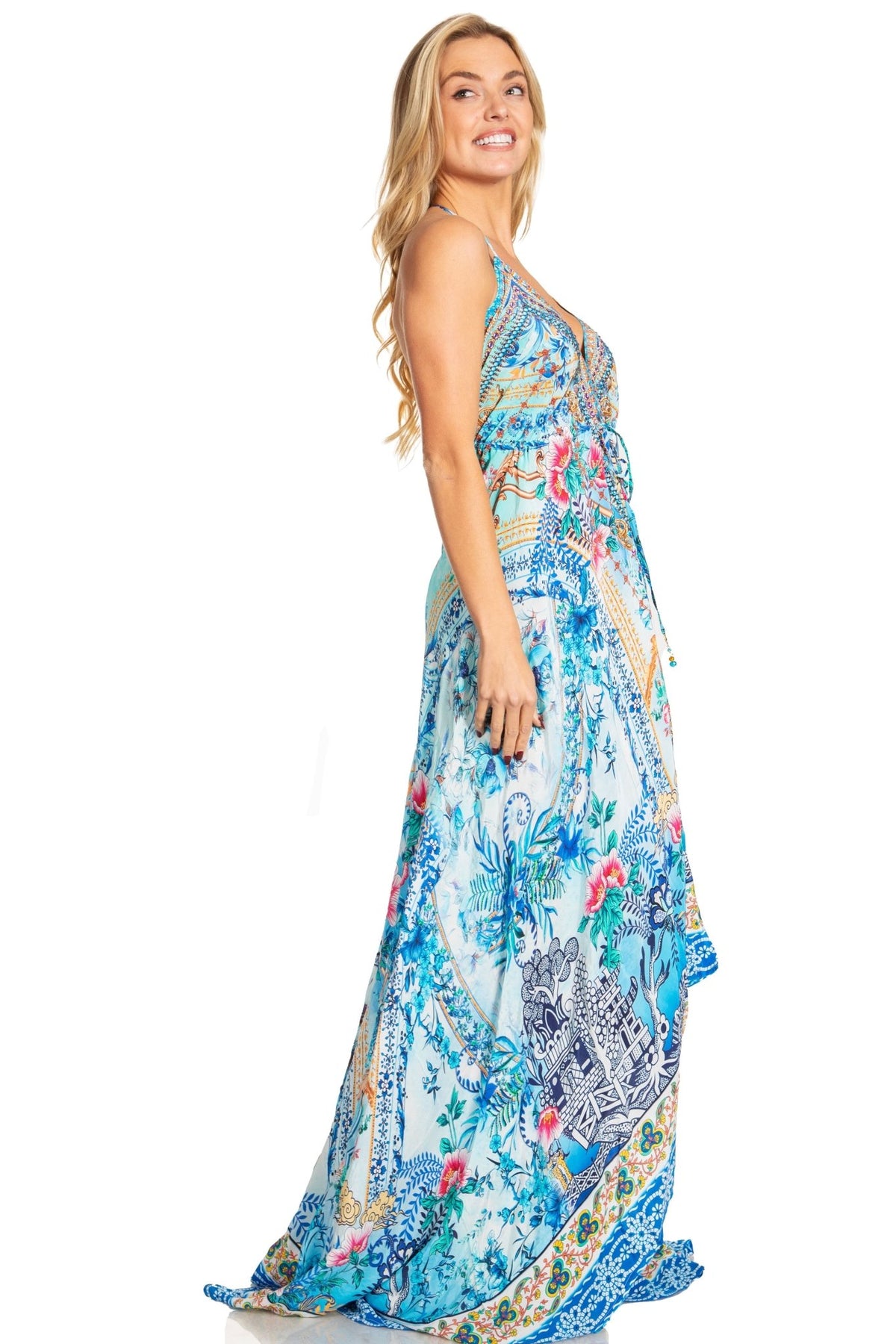 Sakkas Lizi 2025 Womens Maxi High-low Halter Handkerchief Long Dress Beach Party dresses La Vie Bien Sakkas Lizi 2025 Womens Maxi High-low Halter Handkerchief Long Dress Beach Party