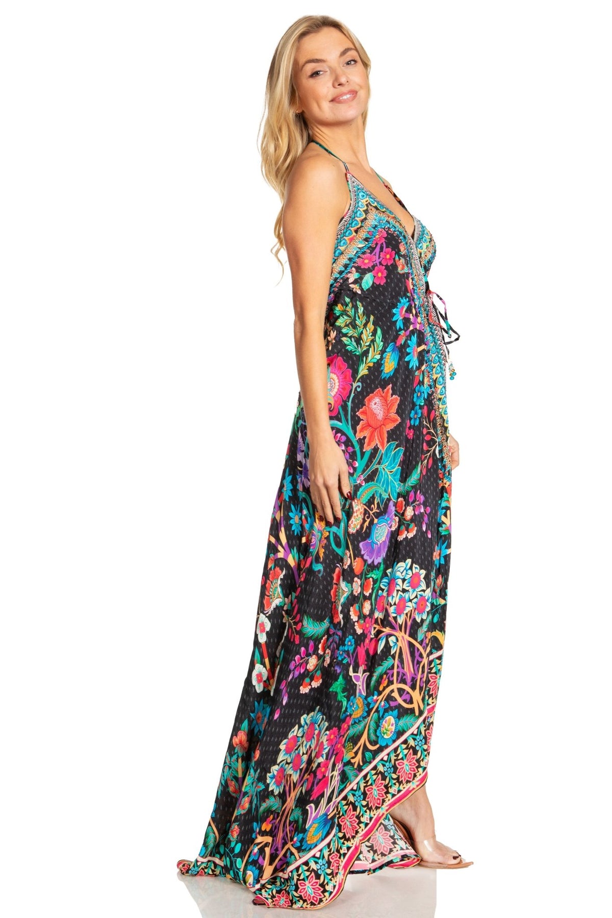 Sakkas Lizi 2025 Womens Maxi High-low Halter Handkerchief Long Dress Beach Party dresses La Vie Bien Sakkas Lizi 2025 Womens Maxi High-low Halter Handkerchief Long Dress Beach Party