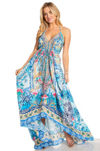 Sakkas Lizi 2025 Womens Maxi High-low Halter Handkerchief Long Dress Beach Party dresses La Vie Bien Sakkas Lizi 2025 Womens Maxi High-low Halter Handkerchief Long Dress Beach Party