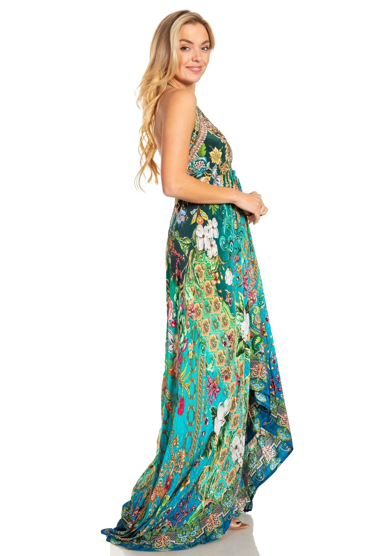 Sakkas Lizi 2025 Womens Maxi High-low Halter Handkerchief Long Dress Beach Party dresses La Vie Bien Sakkas Lizi 2025 Womens Maxi High-low Halter Handkerchief Long Dress Beach Party