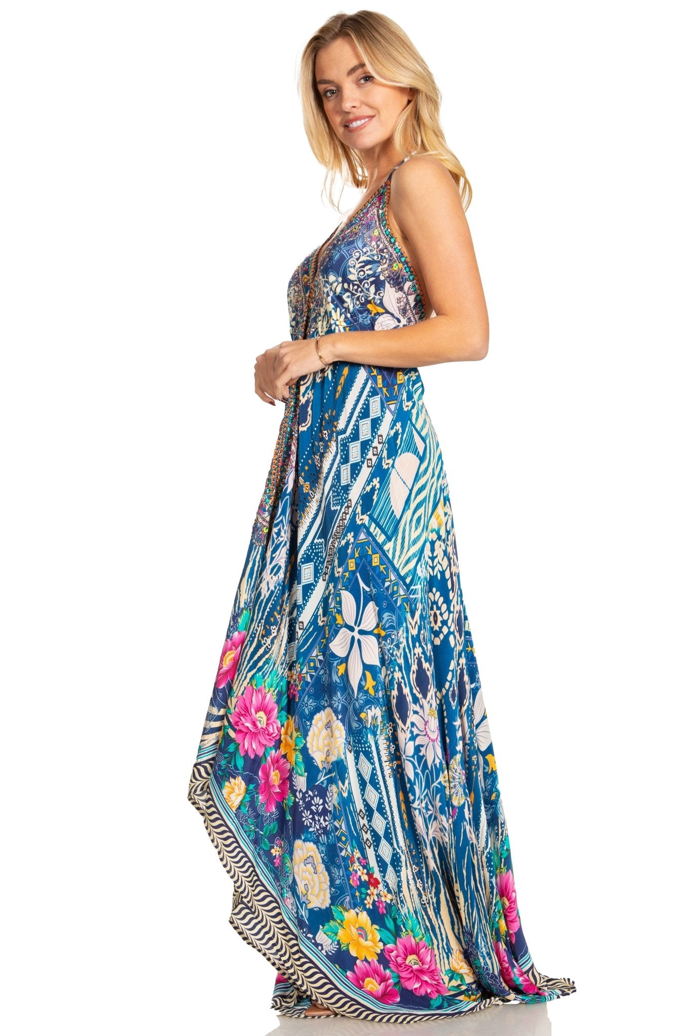 Sakkas Lizi 2025 Womens Maxi High-low Halter Handkerchief Long Dress Beach Party dresses La Vie Bien Sakkas Lizi 2025 Womens Maxi High-low Halter Handkerchief Long Dress Beach Party