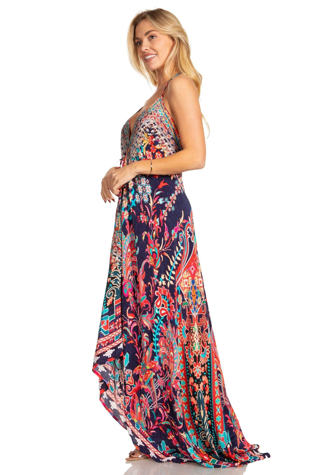 Sakkas Lizi 2025 Womens Maxi High-low Halter Handkerchief Long Dress Beach Party dresses La Vie Bien Sakkas Lizi 2025 Womens Maxi High-low Halter Handkerchief Long Dress Beach Party