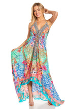 Sakkas Lizi 2025 Womens Maxi High-low Halter Handkerchief Long Dress Beach Party dresses La Vie Bien Sakkas Lizi 2025 Womens Maxi High-low Halter Handkerchief Long Dress Beach Party