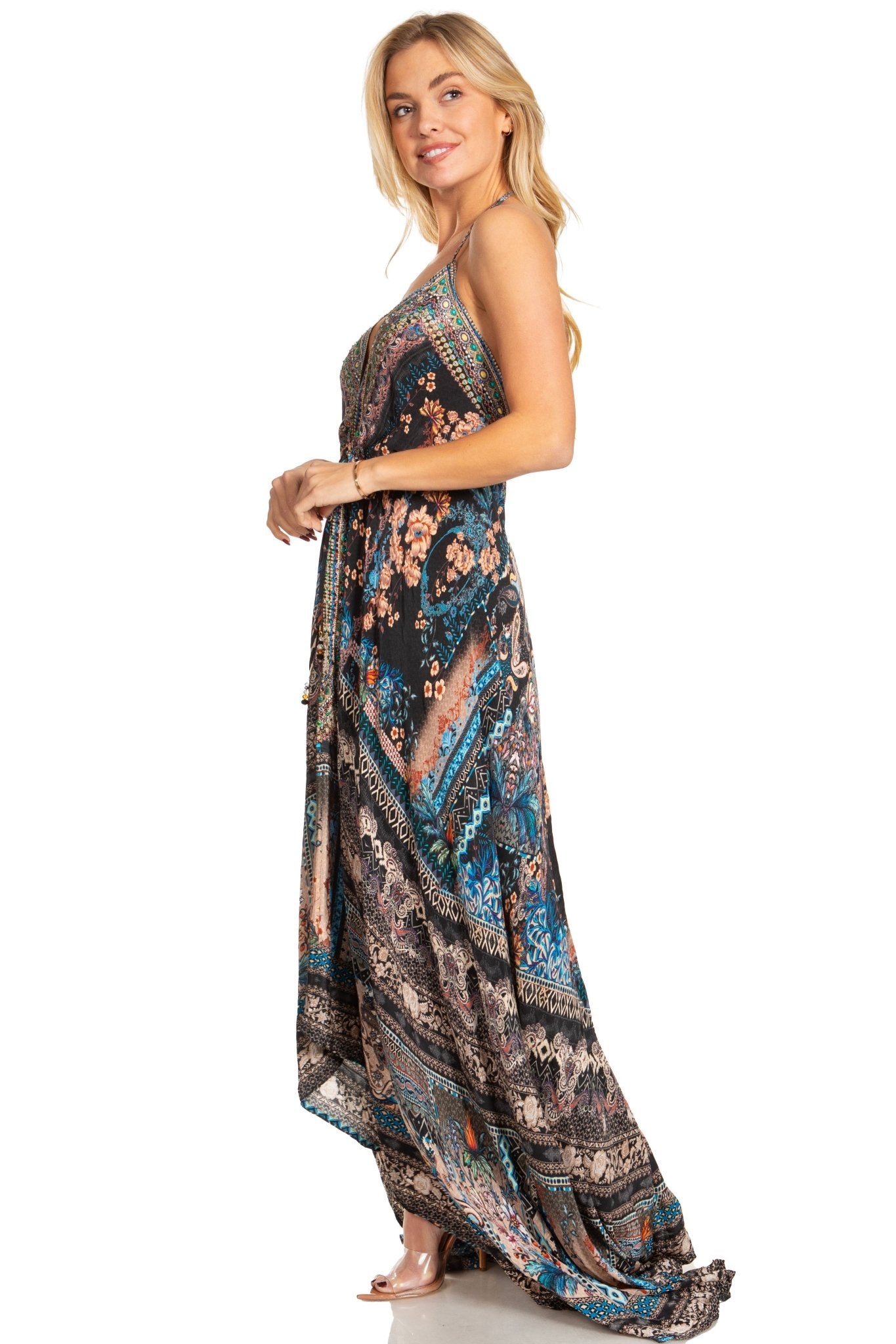 Sakkas Lizi 2025 Womens Maxi High-low Halter Handkerchief Long Dress Beach Party dresses La Vie Bien Sakkas Lizi 2025 Womens Maxi High-low Halter Handkerchief Long Dress Beach Party