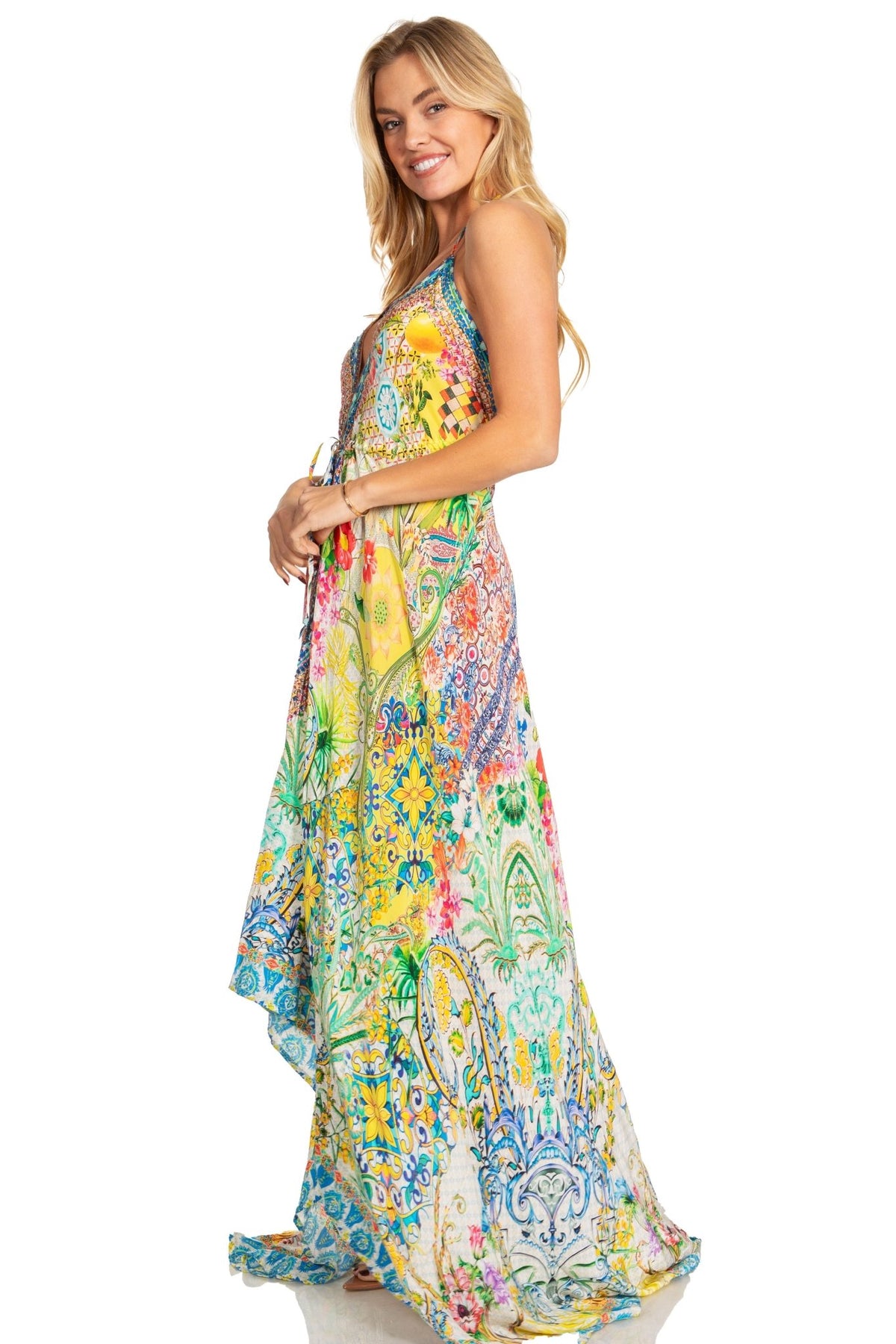 Sakkas Lizi 2025 Womens Maxi High-low Halter Handkerchief Long Dress Beach Party dresses La Vie Bien Sakkas Lizi 2025 Womens Maxi High-low Halter Handkerchief Long Dress Beach Party