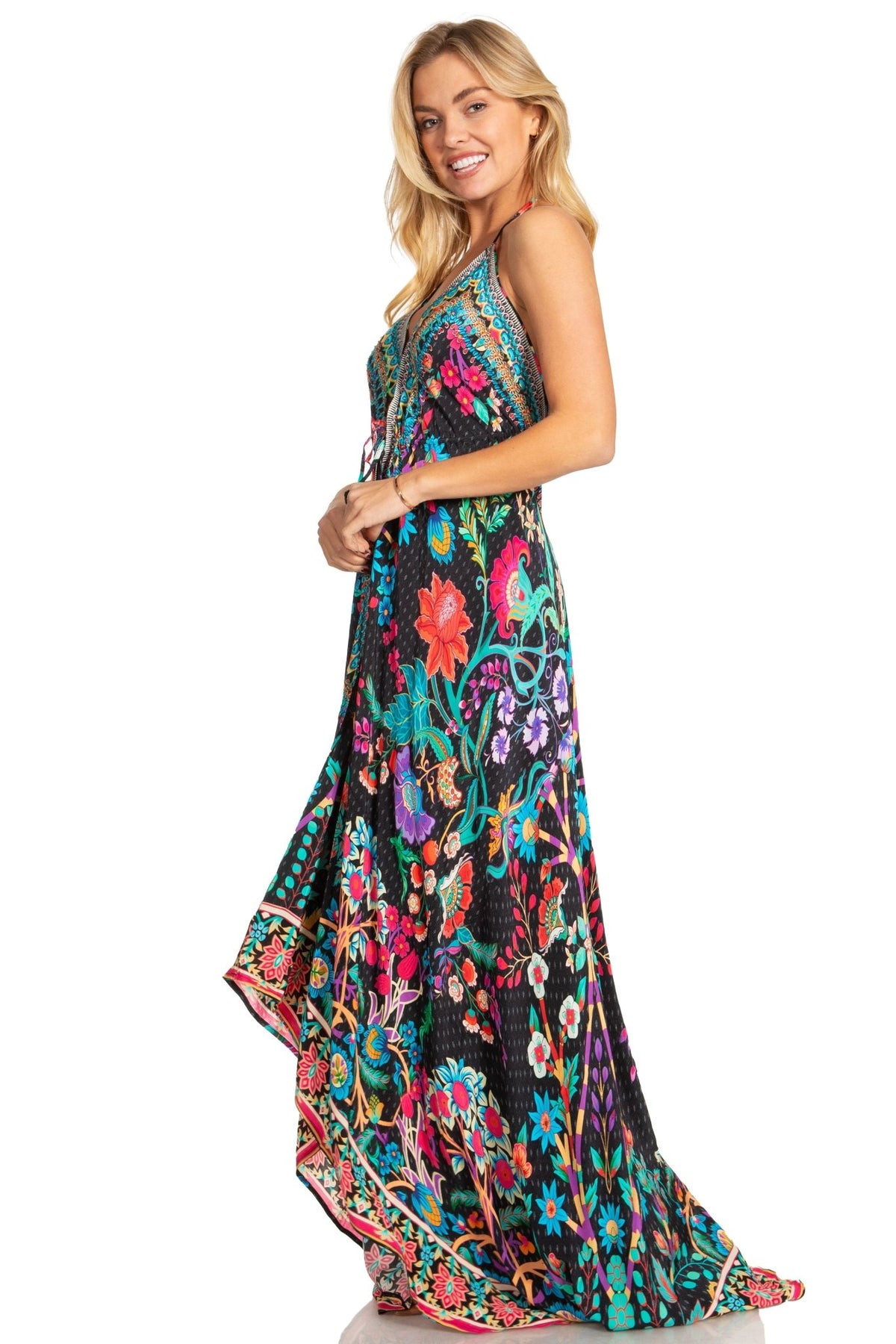 Sakkas Lizi 2025 Womens Maxi High-low Halter Handkerchief Long Dress Beach Party dresses La Vie Bien Sakkas Lizi 2025 Womens Maxi High-low Halter Handkerchief Long Dress Beach Party