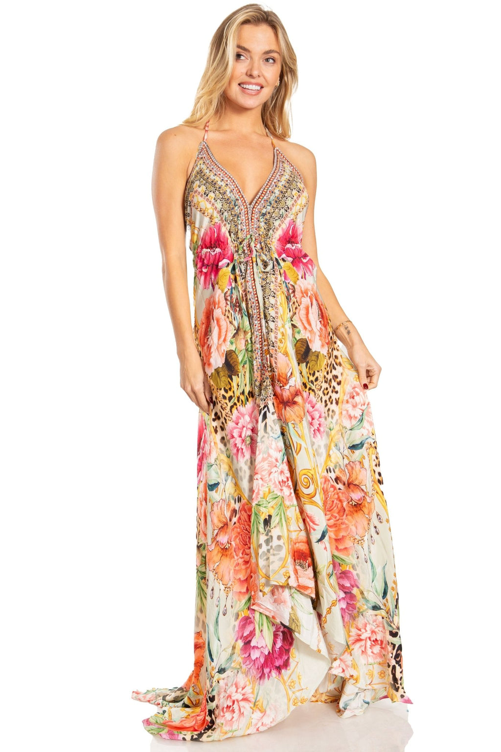 Sakkas Lizi 2025 Womens Maxi High-low Halter Handkerchief Long Dress Beach Party dresses La Vie Bien Sakkas Lizi 2025 Womens Maxi High-low Halter Handkerchief Long Dress Beach Party