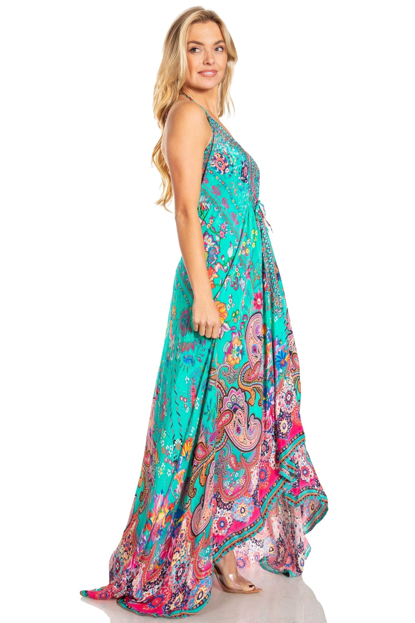 Sakkas Lizi 2025 Womens Maxi High-low Halter Handkerchief Long Dress Beach Party dresses La Vie Bien Sakkas Lizi 2025 Womens Maxi High-low Halter Handkerchief Long Dress Beach Party