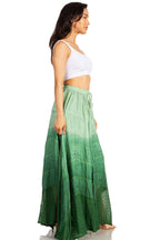 Sakkas Lyra Womens Bohemian Soft Brocade Rayon Tiered Embroidered Flowy Long Skirt skirts La Vie Bien Sakkas Lyra Womens Bohemian Soft Brocade Rayon Tiered Embroidered Flowy Long Skirt