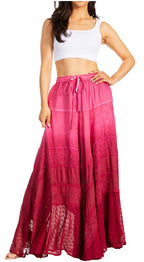 Sakkas Lyra Womens Bohemian Soft Brocade Rayon Tiered Embroidered Flowy Long Skirt skirts La Vie Bien Sakkas Lyra Womens Bohemian Soft Brocade Rayon Tiered Embroidered Flowy Long Skirt