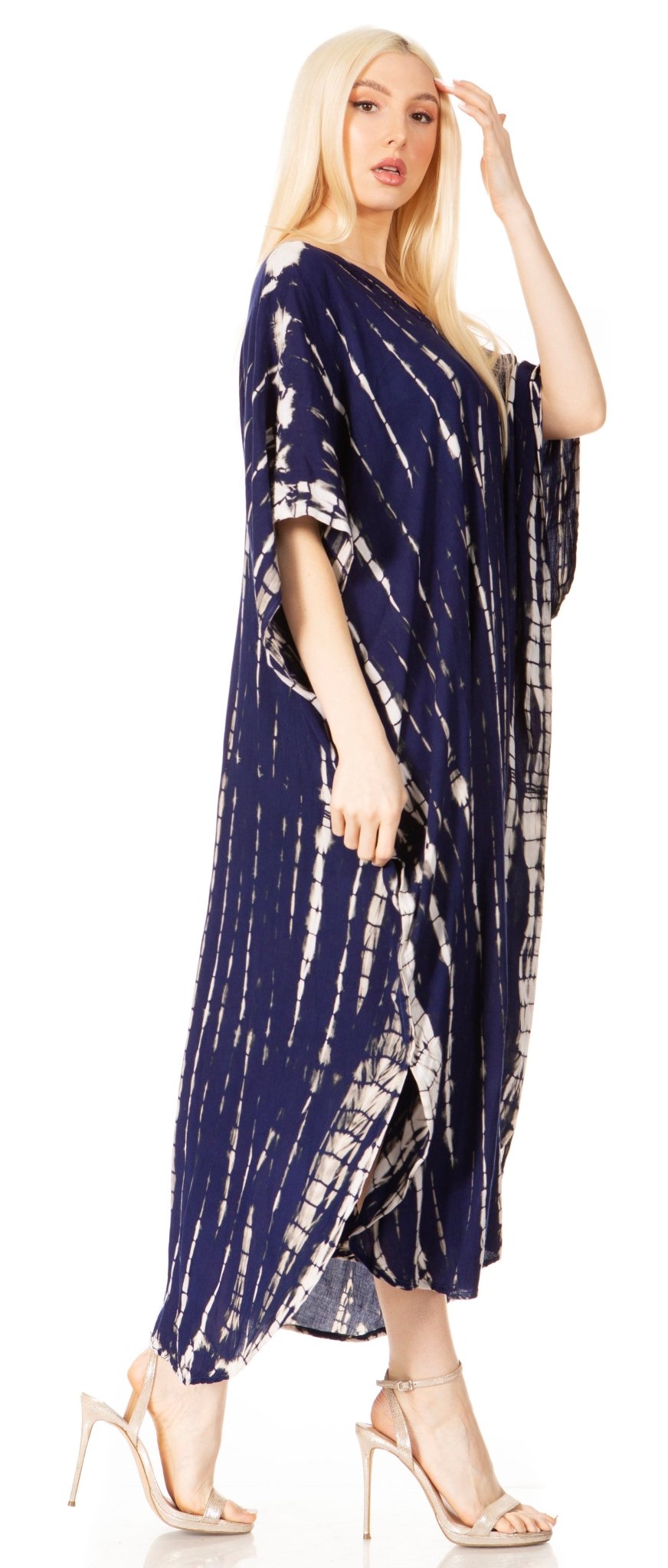 Sakkas Maitte Women's V-Neck Printed Kaftan Cover-Up Dress for the Beach - Buy One Get One dresses La Vie Bien Sakkas Maitte Women's V-Neck Printed Kaftan Cover-Up Dress for the Beach - Buy One Get One