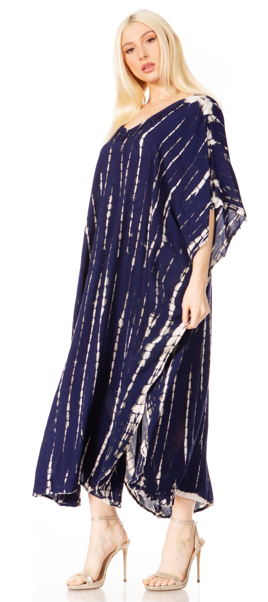 Sakkas Maitte Women's V-Neck Printed Kaftan Cover-Up Dress for the Beach - Buy One Get One dresses La Vie Bien Sakkas Maitte Women's V-Neck Printed Kaftan Cover-Up Dress for the Beach - Buy One Get One