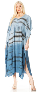 Sakkas Maitte Women's V-Neck Printed Kaftan Cover-Up Dress for the Beach - Buy One Get One dresses La Vie Bien Sakkas Maitte Women's V-Neck Printed Kaftan Cover-Up Dress for the Beach - Buy One Get One
