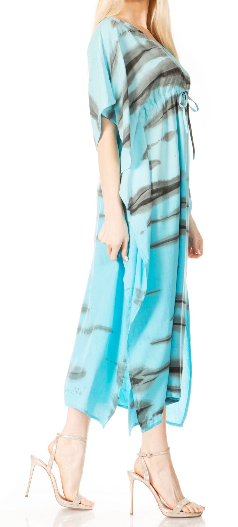 Sakkas Maitte Women's V-Neck Printed Kaftan Cover-Up Dress for the Beach - Buy One Get One dresses La Vie Bien Sakkas Maitte Women's V-Neck Printed Kaftan Cover-Up Dress for the Beach - Buy One Get One
