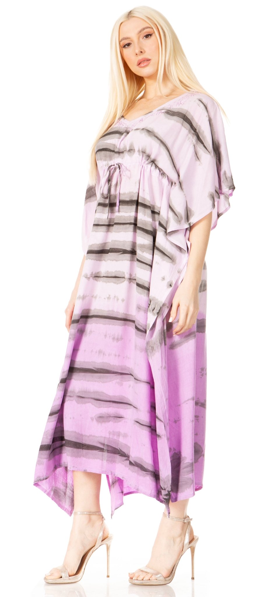 Sakkas Maitte Women's V-Neck Printed Kaftan Cover-Up Dress for the Beach - Buy One Get One dresses La Vie Bien Sakkas Maitte Women's V-Neck Printed Kaftan Cover-Up Dress for the Beach - Buy One Get One