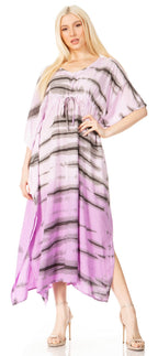 Sakkas Maitte Women's V-Neck Printed Kaftan Cover-Up Dress for the Beach - Buy One Get One dresses La Vie Bien Sakkas Maitte Women's V-Neck Printed Kaftan Cover-Up Dress for the Beach - Buy One Get One