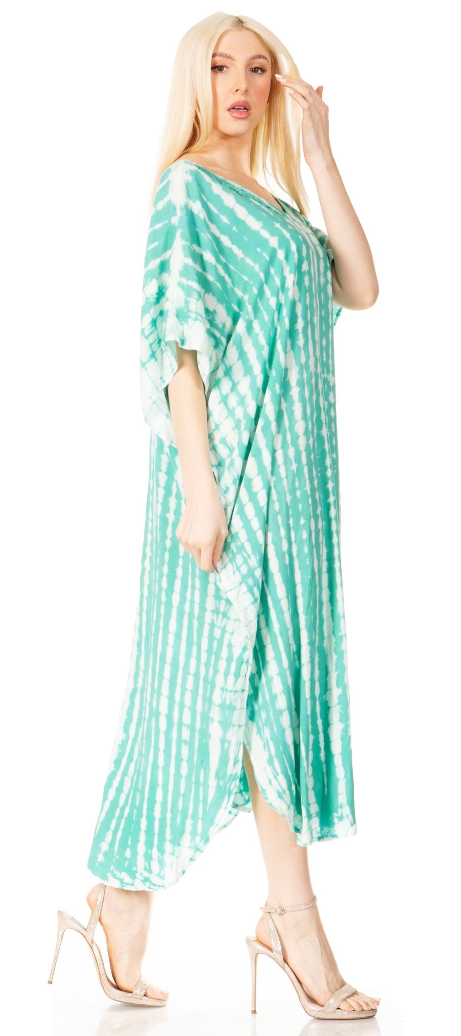 Sakkas Maitte Women's V-Neck Printed Kaftan Cover-Up Dress for the Beach - Buy One Get One dresses La Vie Bien Sakkas Maitte Women's V-Neck Printed Kaftan Cover-Up Dress for the Beach - Buy One Get One