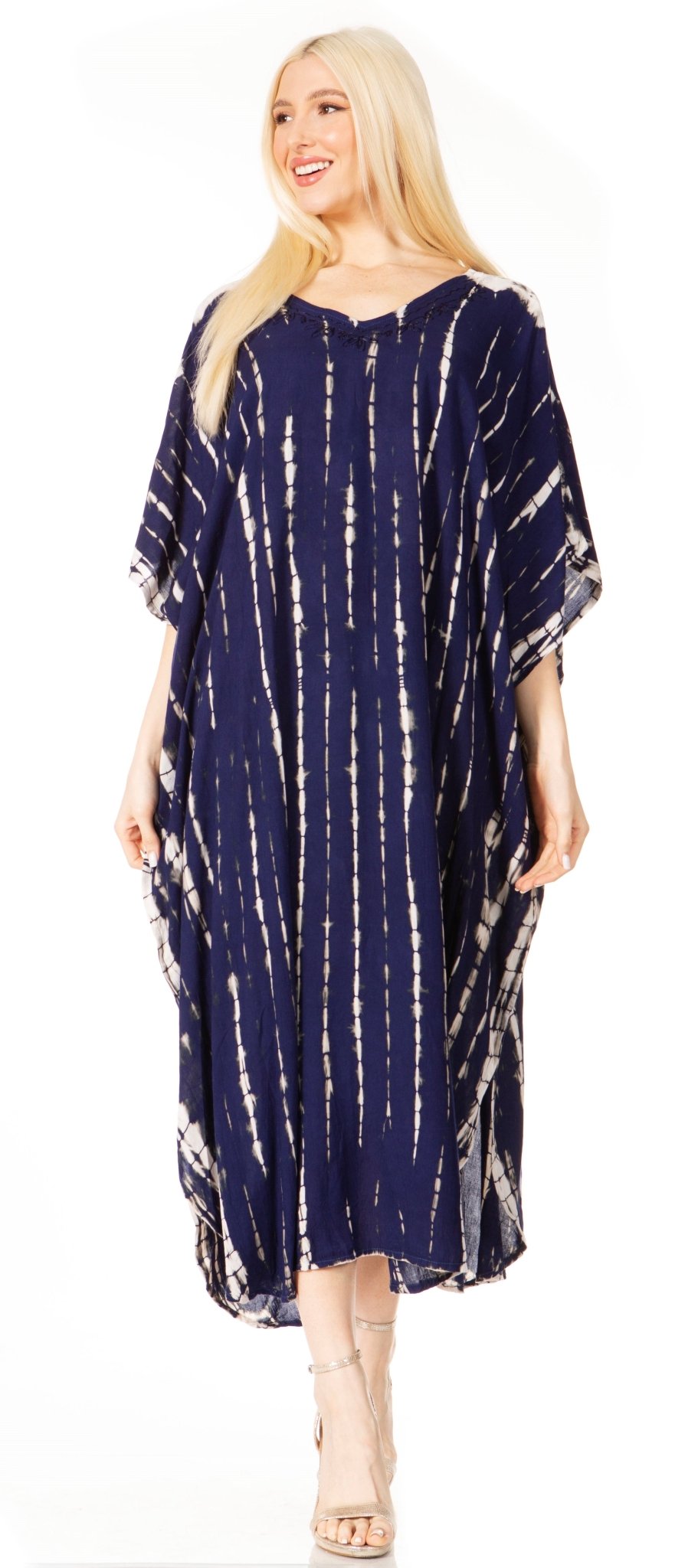 Sakkas Maitte Women's V-Neck Printed Kaftan Cover-Up Dress for the Beach - Buy One Get One dresses La Vie Bien Sakkas Maitte Women's V-Neck Printed Kaftan Cover-Up Dress for the Beach - Buy One Get One