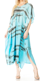 Sakkas Maitte Women's V-Neck Printed Kaftan Cover-Up Dress for the Beach - Buy One Get One dresses La Vie Bien Sakkas Maitte Women's V-Neck Printed Kaftan Cover-Up Dress for the Beach - Buy One Get One