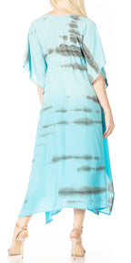 Sakkas Maitte Women's V-Neck Printed Kaftan Cover-Up Dress for the Beach - Buy One Get One dresses La Vie Bien Sakkas Maitte Women's V-Neck Printed Kaftan Cover-Up Dress for the Beach - Buy One Get One
