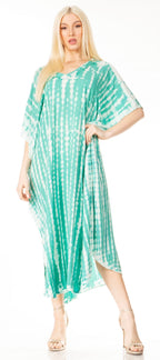 Sakkas Maitte Women's V-Neck Printed Kaftan Cover-Up Dress for the Beach - Buy One Get One dresses La Vie Bien Sakkas Maitte Women's V-Neck Printed Kaftan Cover-Up Dress for the Beach - Buy One Get One