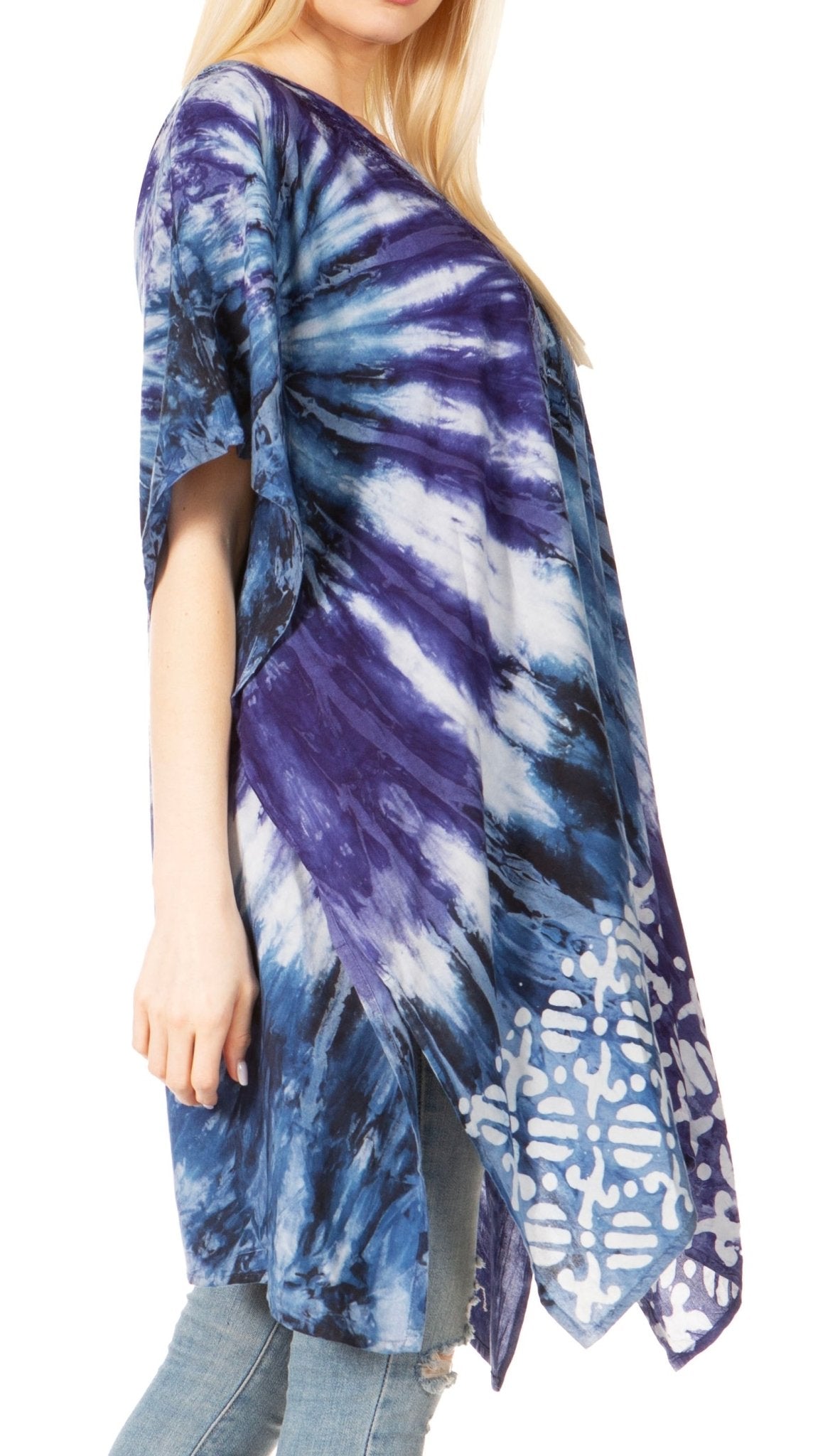 Sakkas Marcy Women's V-neck Caftan Top Tunic Dress - Perfect for Summer Boho Style & Swinging Coverup - Buy One, Get One 50% Off dresses La Vie Bien Sakkas Marcy Women's V-neck Caftan Top Tunic Dress - Perfect for Summer Boho Style & Swinging Coverup - Buy One, Get One 50% Off