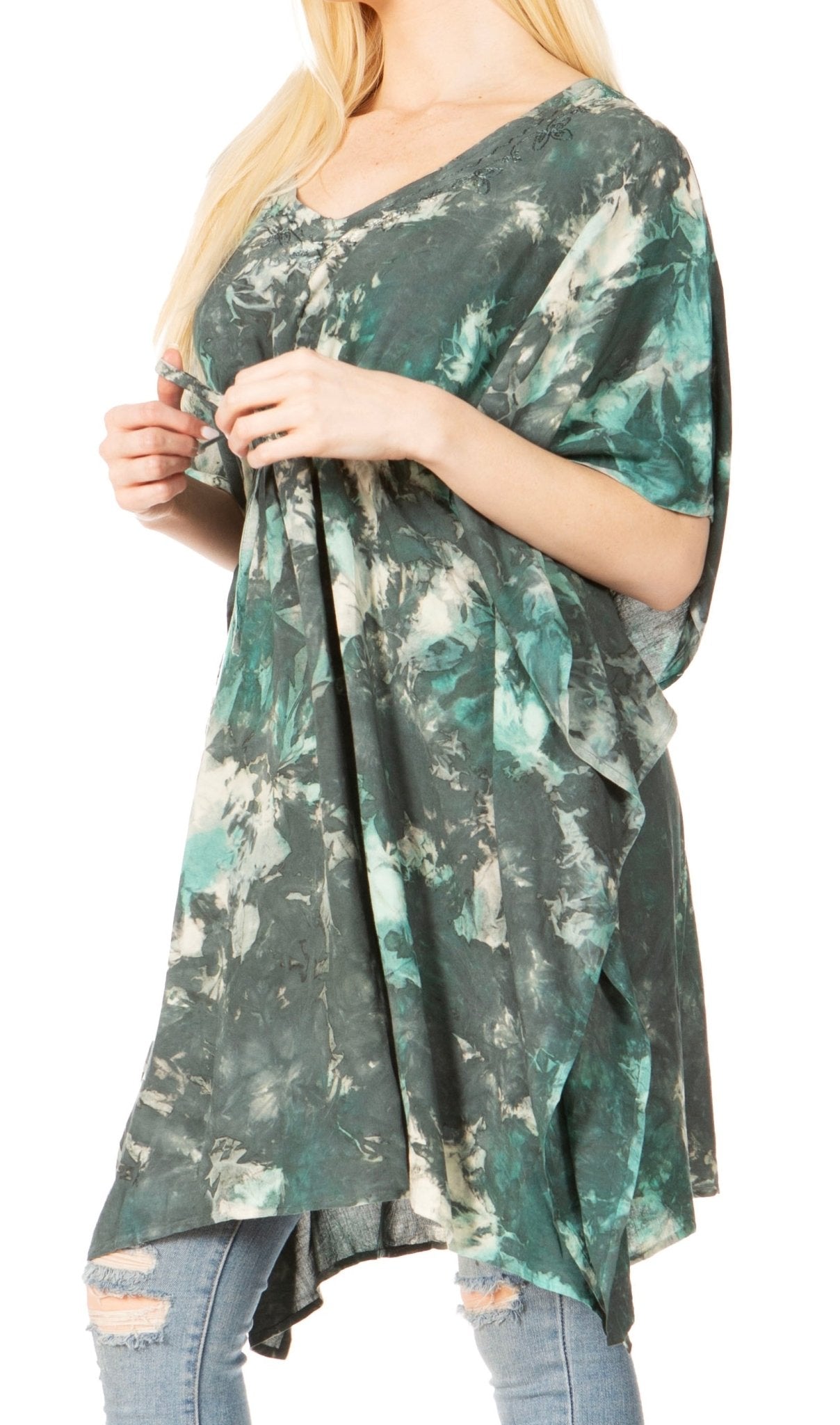 Sakkas Marcy Women's V-neck Caftan Top Tunic Dress - Perfect for Summer Boho Style & Swinging Coverup - Buy One, Get One 50% Off dresses La Vie Bien Sakkas Marcy Women's V-neck Caftan Top Tunic Dress - Perfect for Summer Boho Style & Swinging Coverup - Buy One, Get One 50% Off