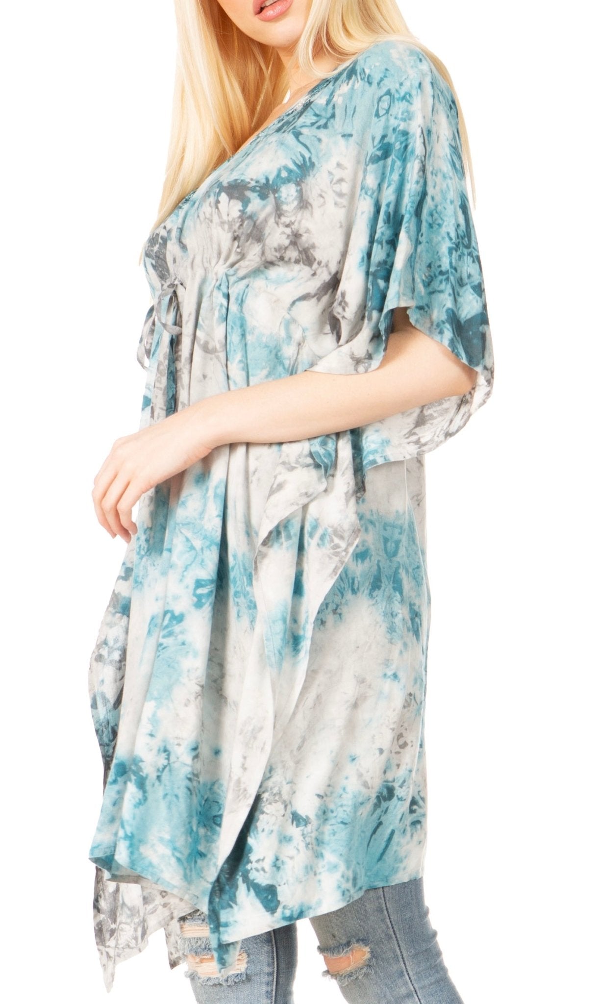 Sakkas Marcy Women's V-neck Caftan Top Tunic Dress - Perfect for Summer Boho Style & Swinging Coverup - Buy One, Get One 50% Off dresses La Vie Bien Sakkas Marcy Women's V-neck Caftan Top Tunic Dress - Perfect for Summer Boho Style & Swinging Coverup - Buy One, Get One 50% Off