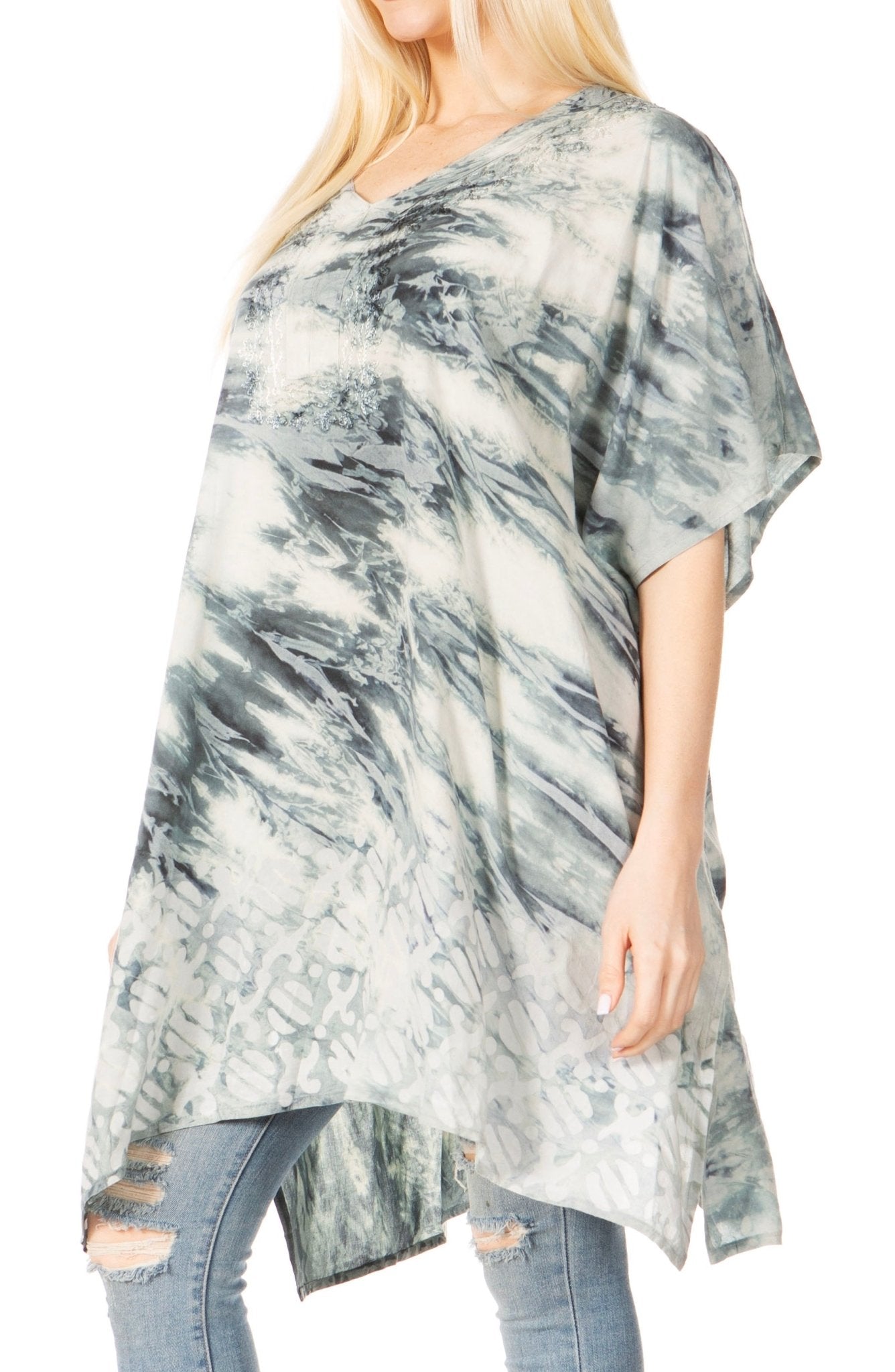 Sakkas Marcy Women's V-neck Caftan Top Tunic Dress - Perfect for Summer Boho Style & Swinging Coverup - Buy One, Get One 50% Off dresses La Vie Bien Sakkas Marcy Women's V-neck Caftan Top Tunic Dress - Perfect for Summer Boho Style & Swinging Coverup - Buy One, Get One 50% Off