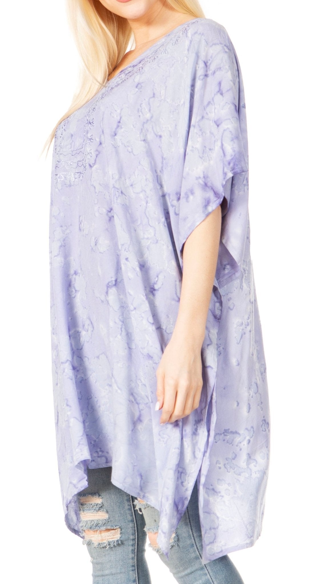 Sakkas Marcy Women's V-neck Caftan Top Tunic Dress - Perfect for Summer Boho Style & Swinging Coverup - Buy One, Get One 50% Off dresses La Vie Bien Sakkas Marcy Women's V-neck Caftan Top Tunic Dress - Perfect for Summer Boho Style & Swinging Coverup - Buy One, Get One 50% Off