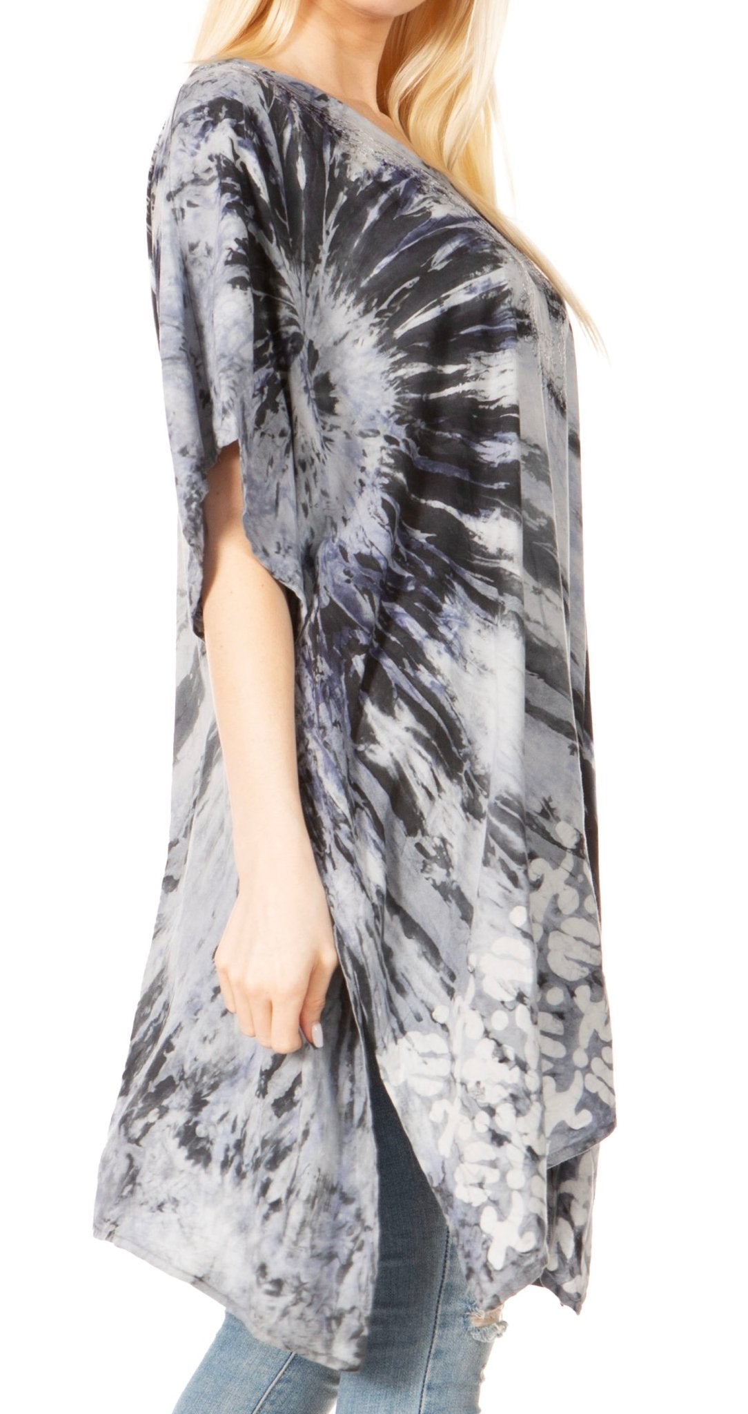 Sakkas Marcy Women's V-neck Caftan Top Tunic Dress - Perfect for Summer Boho Style & Swinging Coverup - Buy One, Get One 50% Off dresses La Vie Bien Sakkas Marcy Women's V-neck Caftan Top Tunic Dress - Perfect for Summer Boho Style & Swinging Coverup - Buy One, Get One 50% Off