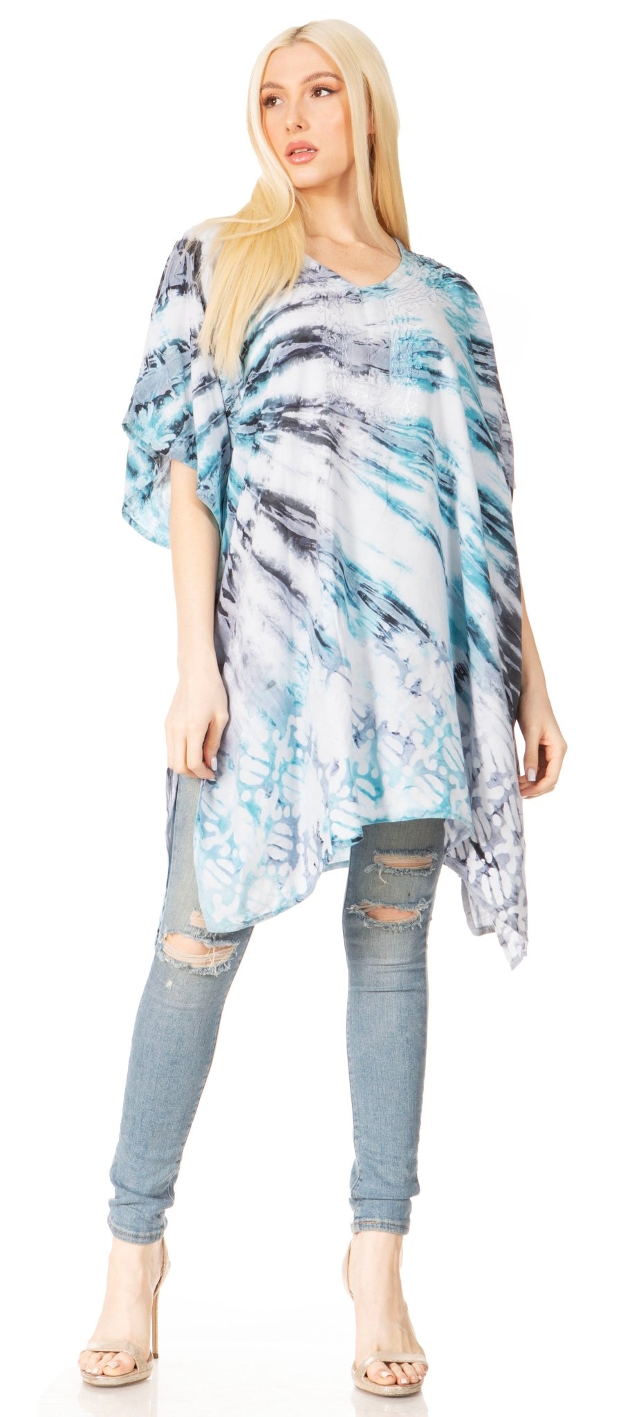 Sakkas Marcy Women's V-neck Caftan Top Tunic Dress - Perfect for Summer Boho Style & Swinging Coverup - Buy One, Get One 50% Off dresses La Vie Bien Sakkas Marcy Women's V-neck Caftan Top Tunic Dress - Perfect for Summer Boho Style & Swinging Coverup - Buy One, Get One 50% Off