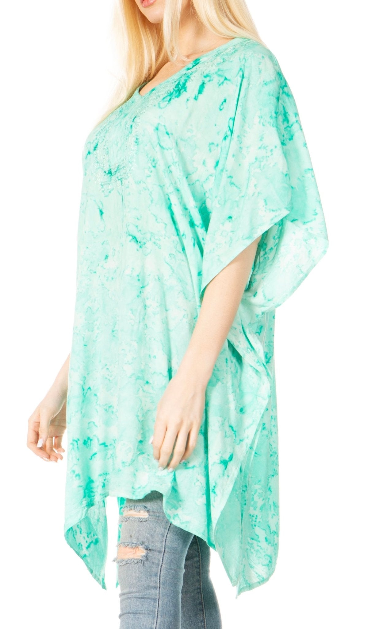 Sakkas Marcy Women's V-neck Caftan Top Tunic Dress - Perfect for Summer Boho Style & Swinging Coverup - Buy One, Get One 50% Off dresses La Vie Bien Sakkas Marcy Women's V-neck Caftan Top Tunic Dress - Perfect for Summer Boho Style & Swinging Coverup - Buy One, Get One 50% Off