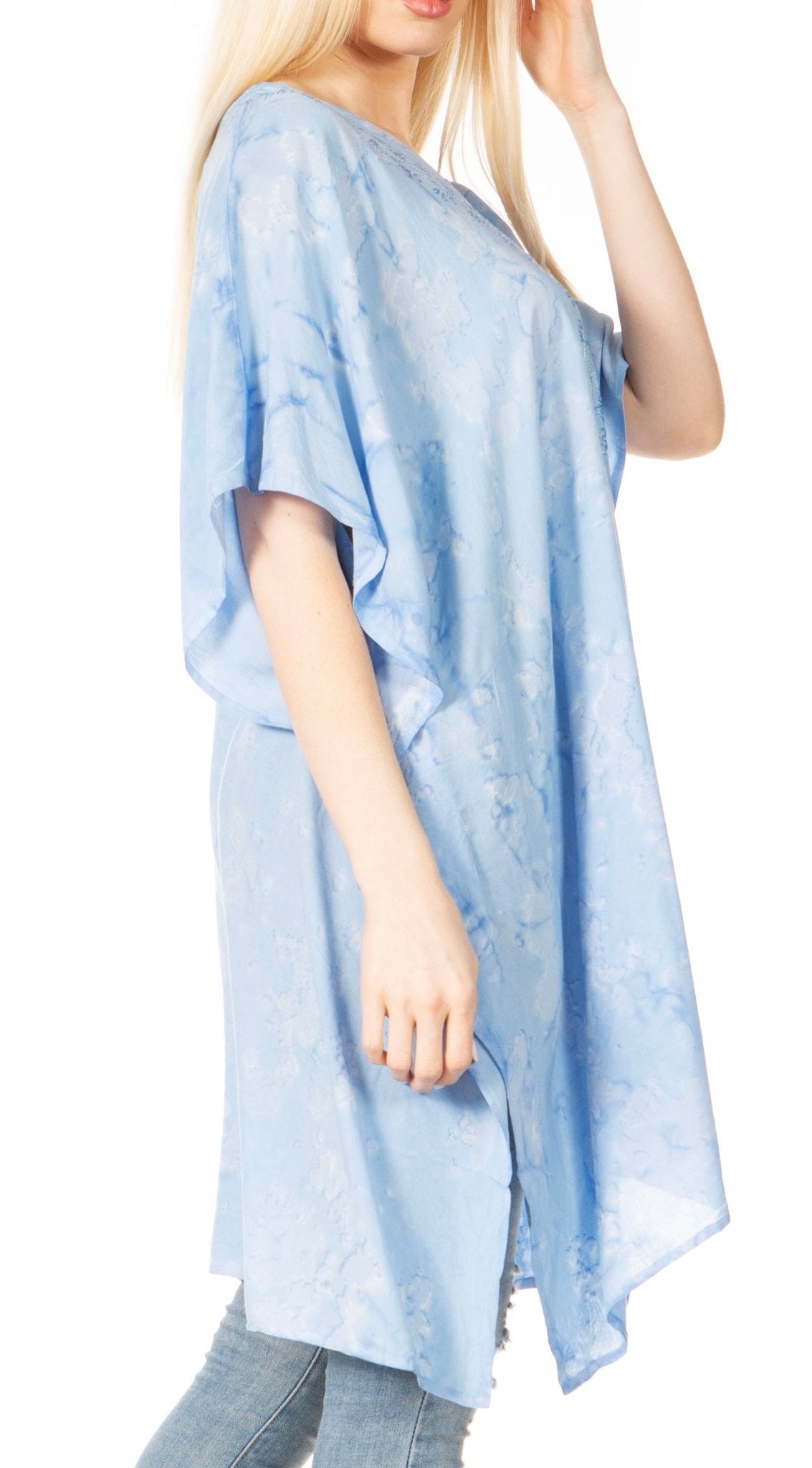 Sakkas Marcy Women's V-neck Caftan Top Tunic Dress - Perfect for Summer Boho Style & Swinging Coverup - Buy One, Get One 50% Off dresses La Vie Bien Sakkas Marcy Women's V-neck Caftan Top Tunic Dress - Perfect for Summer Boho Style & Swinging Coverup - Buy One, Get One 50% Off