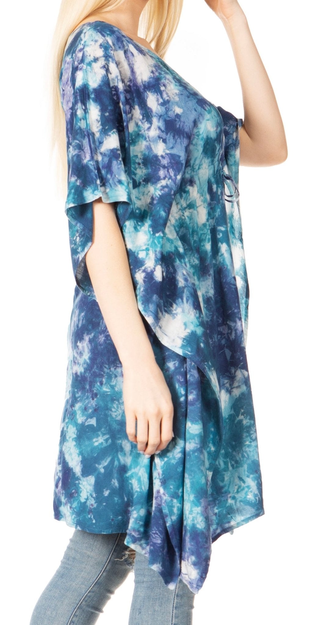 Sakkas Marcy Women's V-neck Caftan Top Tunic Dress - Perfect for Summer Boho Style & Swinging Coverup - Buy One, Get One 50% Off dresses La Vie Bien Sakkas Marcy Women's V-neck Caftan Top Tunic Dress - Perfect for Summer Boho Style & Swinging Coverup - Buy One, Get One 50% Off
