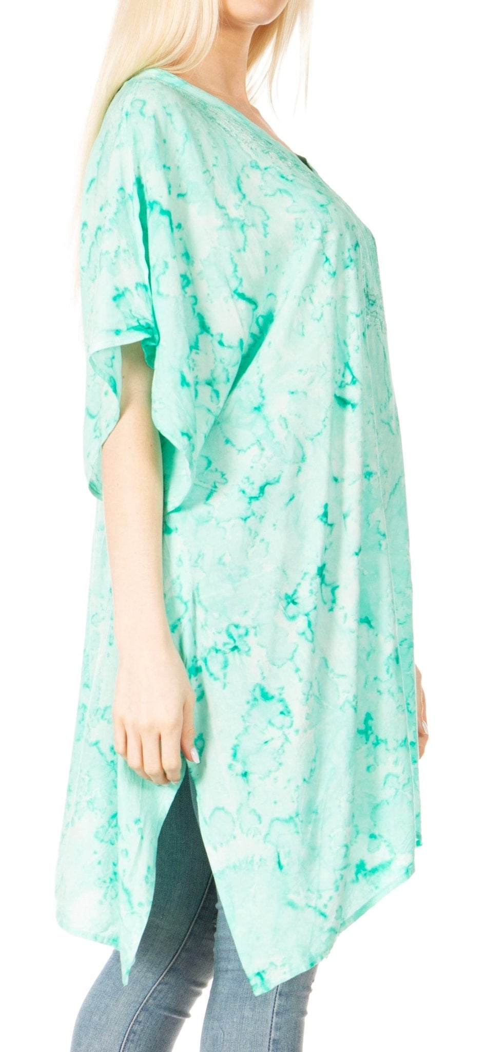 Sakkas Marcy Women's V-neck Caftan Top Tunic Dress - Perfect for Summer Boho Style & Swinging Coverup - Buy One, Get One 50% Off dresses La Vie Bien Sakkas Marcy Women's V-neck Caftan Top Tunic Dress - Perfect for Summer Boho Style & Swinging Coverup - Buy One, Get One 50% Off