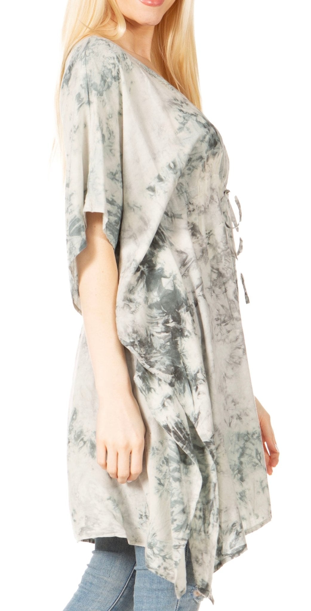 Sakkas Marcy Women's V-neck Caftan Top Tunic Dress - Perfect for Summer Boho Style & Swinging Coverup - Buy One, Get One 50% Off dresses La Vie Bien Sakkas Marcy Women's V-neck Caftan Top Tunic Dress - Perfect for Summer Boho Style & Swinging Coverup - Buy One, Get One 50% Off