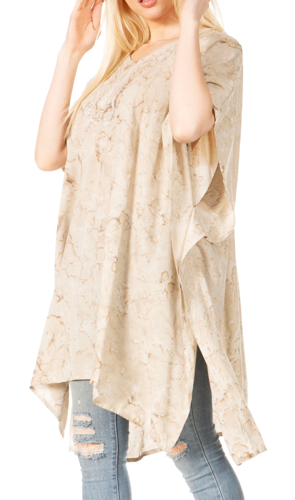 Sakkas Marcy Women's V-neck Caftan Top Tunic Dress - Perfect for Summer Boho Style & Swinging Coverup - Buy One, Get One 50% Off dresses La Vie Bien Sakkas Marcy Women's V-neck Caftan Top Tunic Dress - Perfect for Summer Boho Style & Swinging Coverup - Buy One, Get One 50% Off