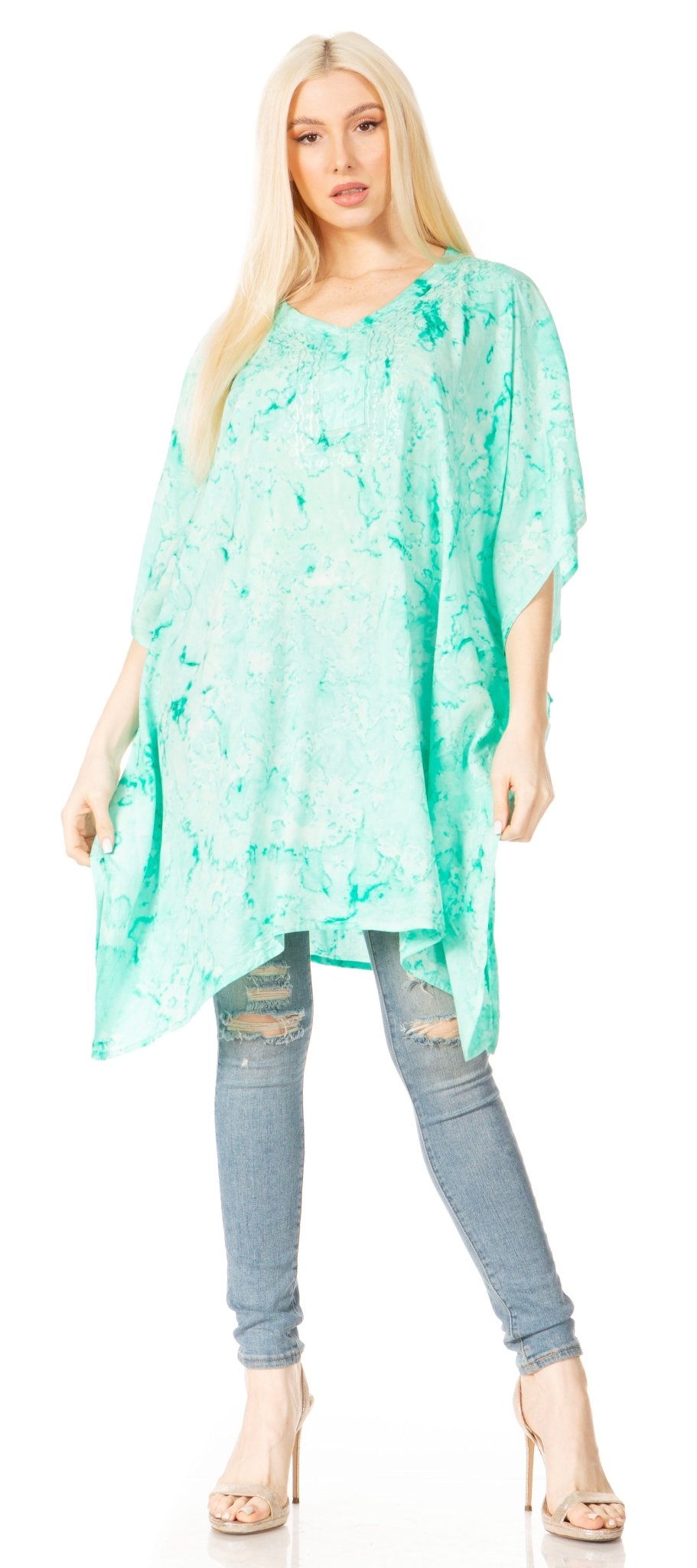 Sakkas Marcy Women's V-neck Caftan Top Tunic Dress - Perfect for Summer Boho Style & Swinging Coverup - Buy One, Get One 50% Off dresses La Vie Bien Sakkas Marcy Women's V-neck Caftan Top Tunic Dress - Perfect for Summer Boho Style & Swinging Coverup - Buy One, Get One 50% Off