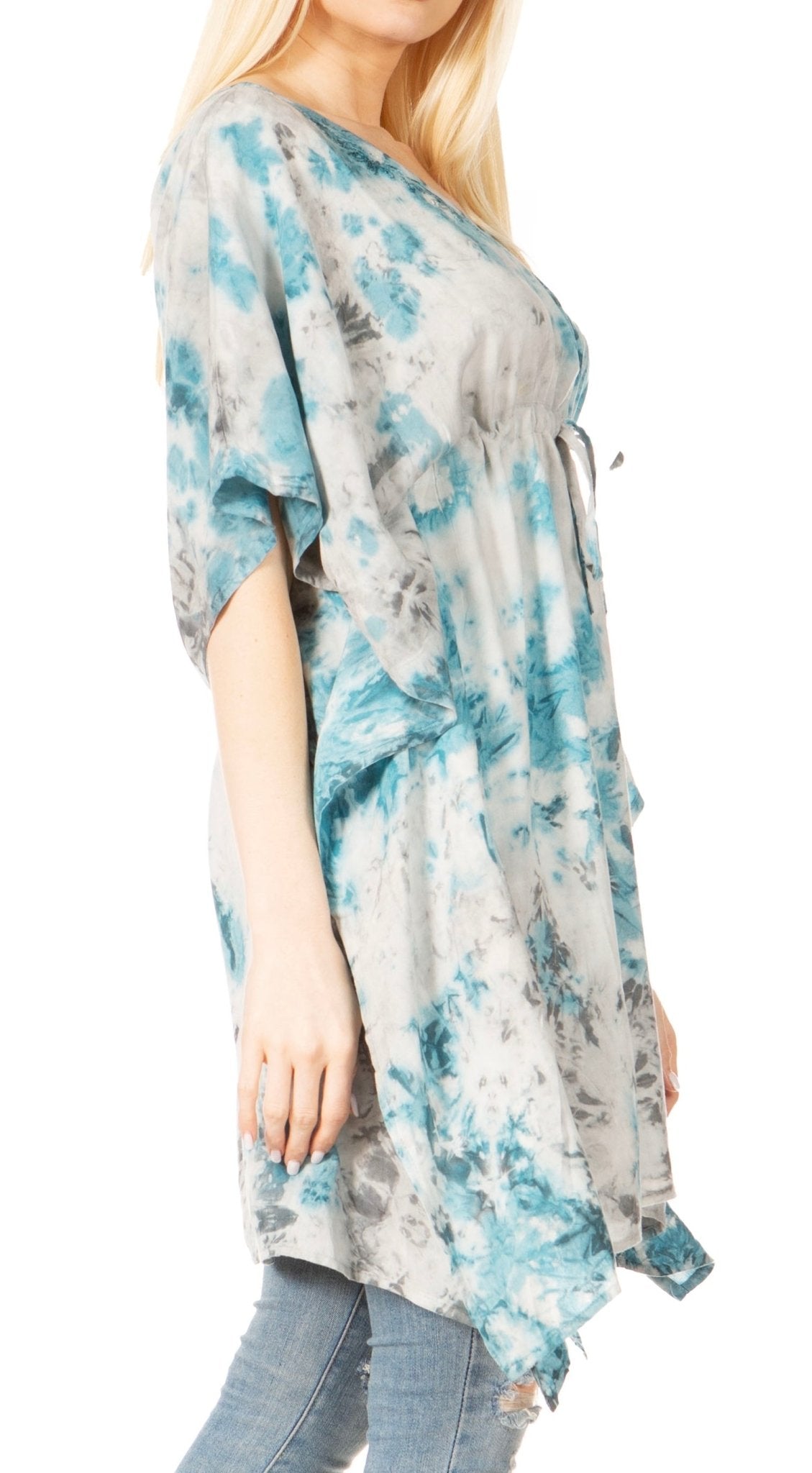 Sakkas Marcy Women's V-neck Caftan Top Tunic Dress - Perfect for Summer Boho Style & Swinging Coverup - Buy One, Get One 50% Off dresses La Vie Bien Sakkas Marcy Women's V-neck Caftan Top Tunic Dress - Perfect for Summer Boho Style & Swinging Coverup - Buy One, Get One 50% Off