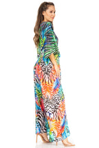 Sakkas Maribel Maxi Caftan Dress - Women's V-Neck, Short Sleeves dresses La Vie Bien Sakkas Maribel Maxi Caftan Dress - Women's V-Neck, Short Sleeves