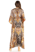 Sakkas Maribel Maxi Caftan Dress - Women's V-Neck, Short Sleeves dresses La Vie Bien Sakkas Maribel Maxi Caftan Dress - Women's V-Neck, Short Sleeves