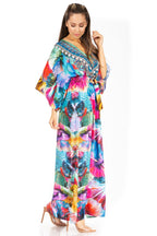 Sakkas Maribel Maxi Caftan Dress - Women's V-Neck, Short Sleeves dresses La Vie Bien Sakkas Maribel Maxi Caftan Dress - Women's V-Neck, Short Sleeves