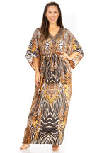 Sakkas Maribel Maxi Caftan Dress - Women's V-Neck, Short Sleeves dresses La Vie Bien Sakkas Maribel Maxi Caftan Dress - Women's V-Neck, Short Sleeves